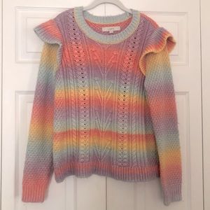 LOFT Spacedye Ruffled Sweater